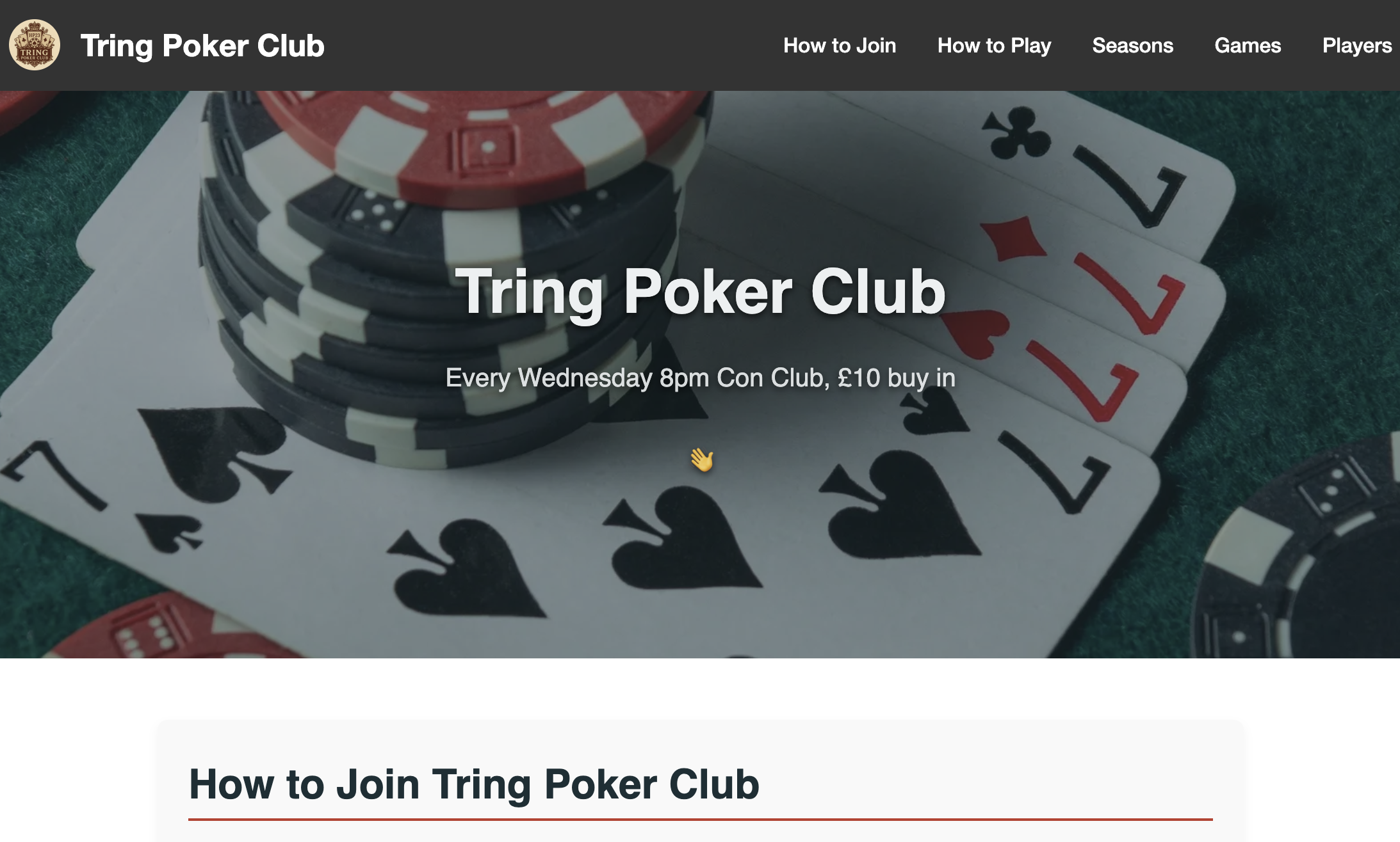 Tring Poker Club website preview